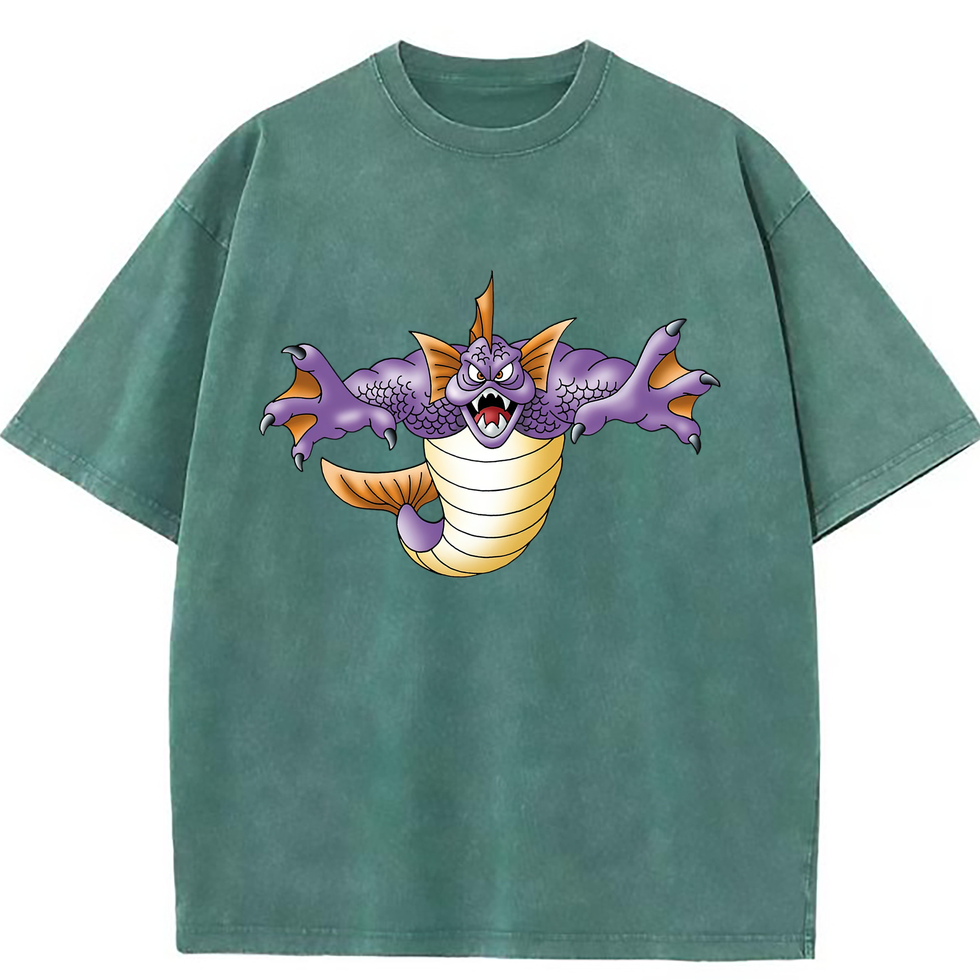 （画像用） ドラゴンクエスト Doragon Kuesuto Dragon Quest 綿100% ヴィンテージ風 半袖Tシャツ（フロントプリント）
